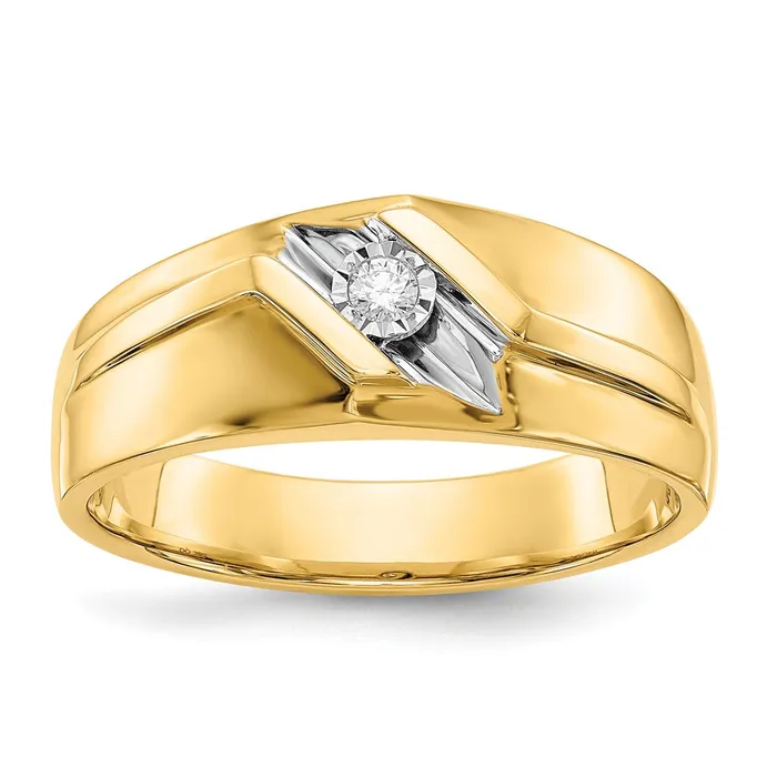14k Yellow Gold and Rhodium Real Diamond Mens Ring Goldiacom Rings