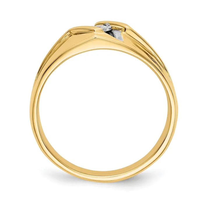 14k Yellow Gold and Rhodium Real Diamond Mens Ring Goldiacom Rings