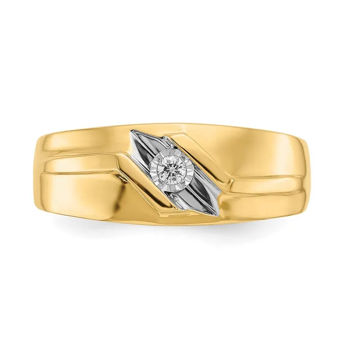 14k Yellow Gold and Rhodium Real Diamond Mens Ring Goldiacom Rings