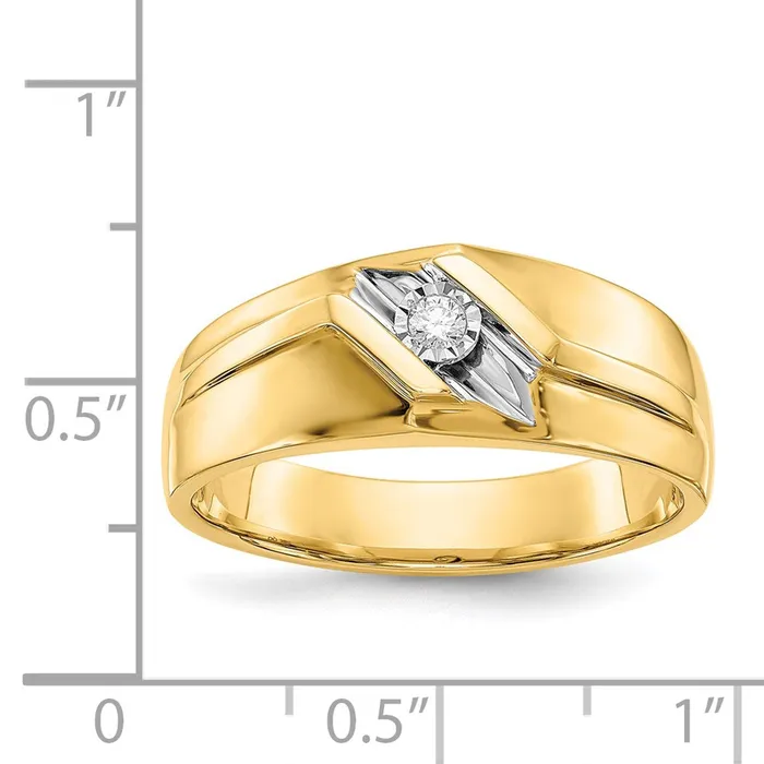 14k Yellow Gold and Rhodium Real Diamond Mens Ring Goldiacom Rings