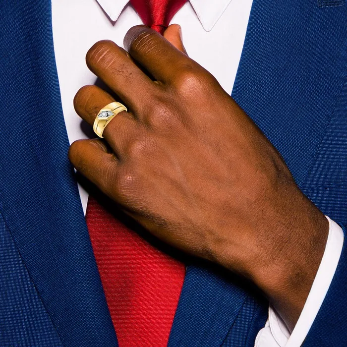 14k Yellow Gold and Rhodium Real Diamond Mens Ring Goldiacom Rings