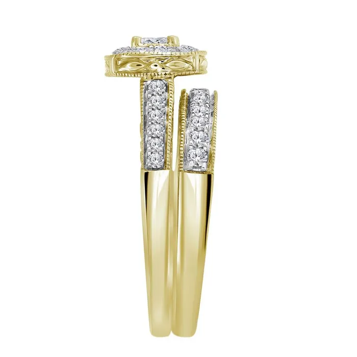 14k Yellow Gold Princess Diamond Bridal Wedding Ring Set 34 Cttw gndatlanta Rings