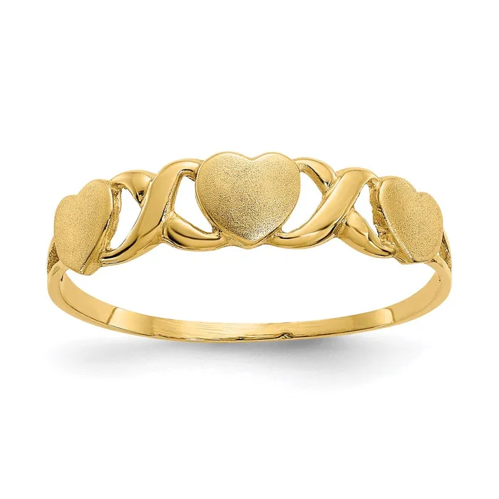14K Yellow Gold Triple Heart Ring Goldia Rings