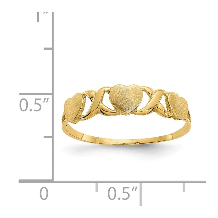 14K Yellow Gold Triple Heart Ring Goldia Rings