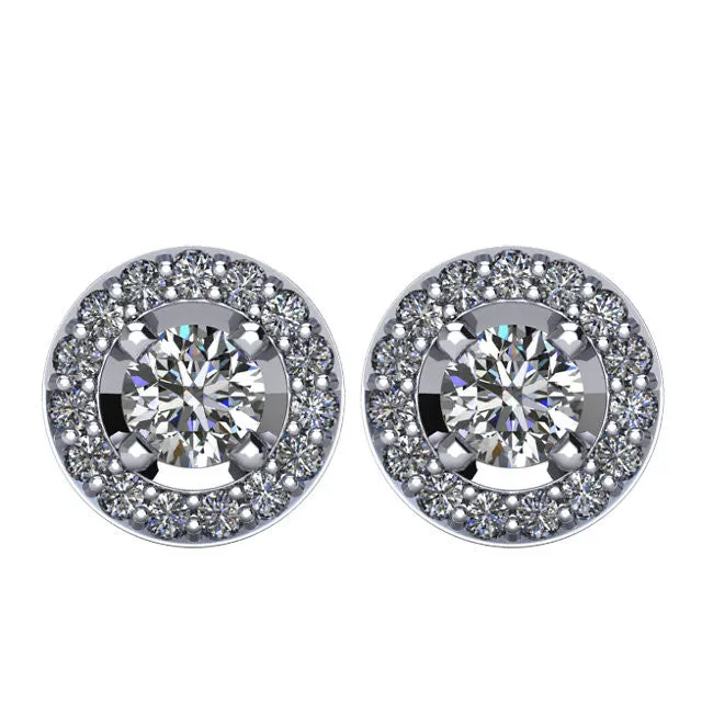 Earrings Goldia Certified 10 CTW Diamond HaloStyled Stud Earrings in 14kt White Gold