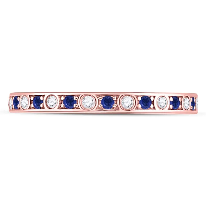 gndatlanta 10k Rose Gold Round Blue Sapphire Diamond Stackable Band Ring 14 Cttw Rings gndatlanta 10k Rose Gold Round Blue Sapphire Diamond Stackable Band Ring 14 Cttw Rings
