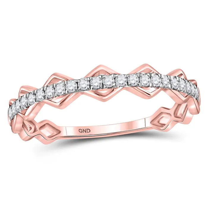 gndatlanta 10k Rose Gold Round Diamond Link Stackable Band Ring 15 Cttw Rings gndatlanta 10k Rose Gold Round Diamond Link Stackable Band Ring 15 Cttw Rings
