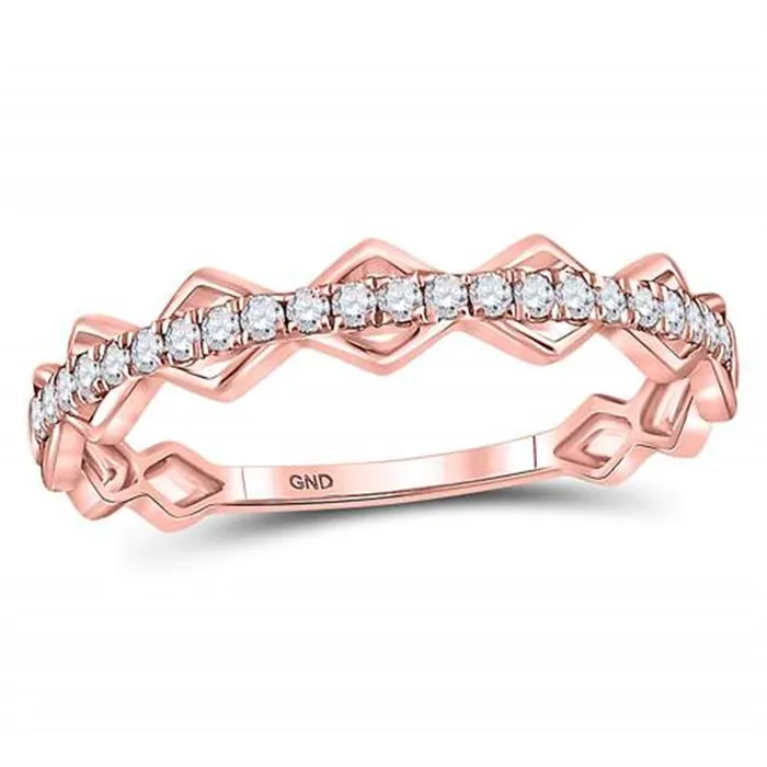 gndatlanta 10k Rose Gold Round Diamond Link Stackable Band Ring 15 Cttw Rings