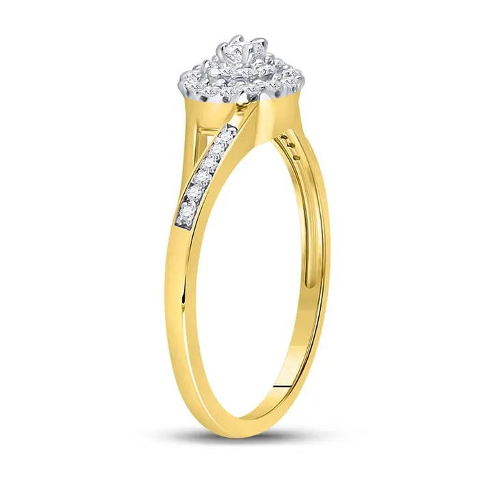 gndatlanta 10k Yellow Gold Round Diamond Solitaire Promise Ring 15 Cttw Rings
