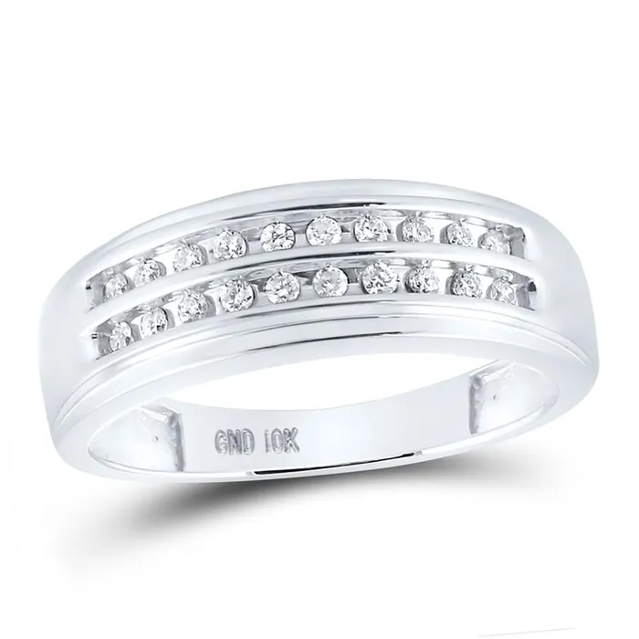 gndatlanta 14k White Gold Round Diamond 2row Wedding Band 14 Cttw Rings gndatlanta 14k White Gold Round Diamond 2row Wedding Band 14 Cttw Rings