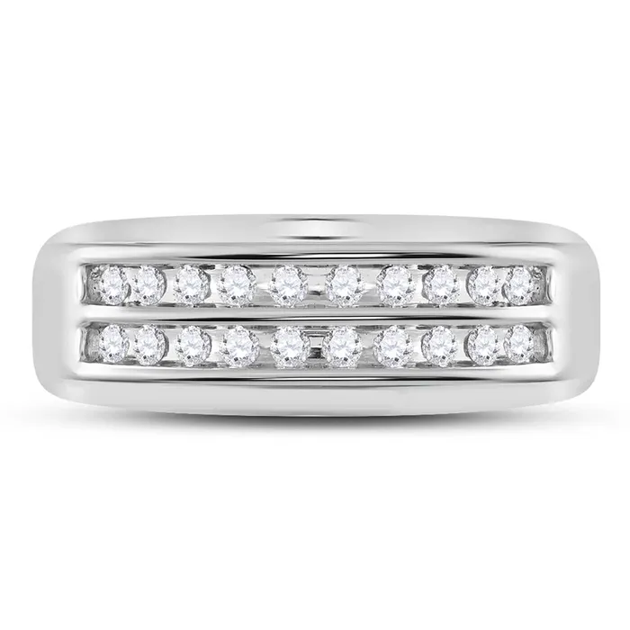 gndatlanta 14k White Gold Round Diamond 2row Wedding Band 14 Cttw Rings