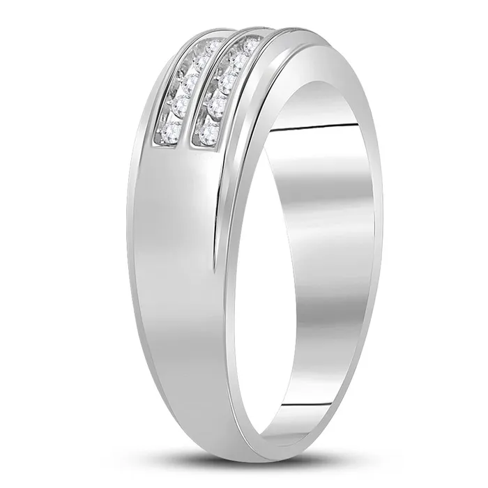 gndatlanta 14k White Gold Round Diamond 2row Wedding Band 14 Cttw Rings
