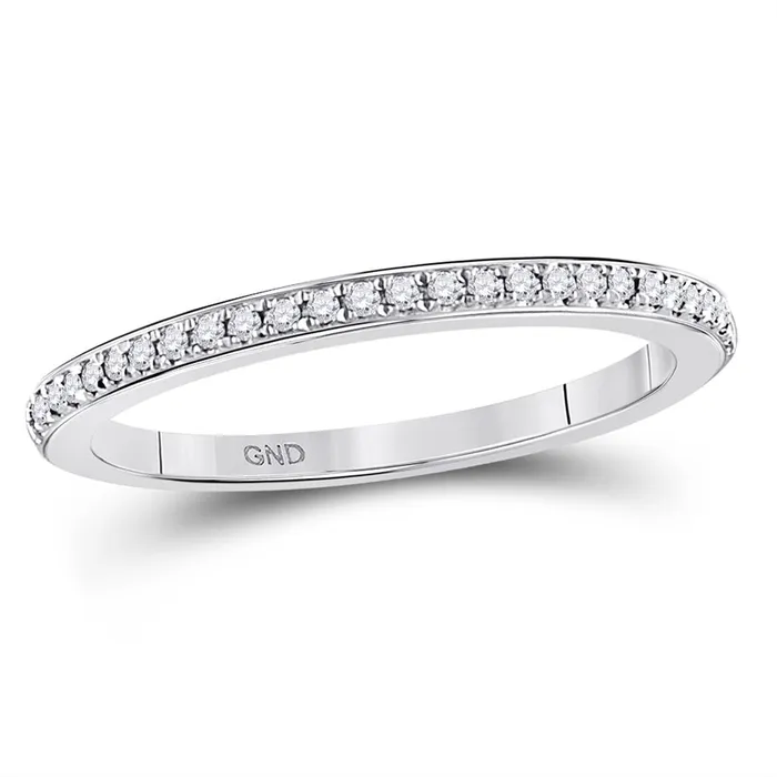 gndatlanta 14k White Gold Round Diamond Single Row Stackable Band Ring 18 Cttw Size 8 Rings