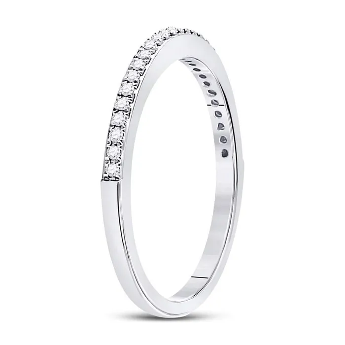 gndatlanta 14k White Gold Round Diamond Single Row Stackable Band Ring 18 Cttw Size 8 Rings