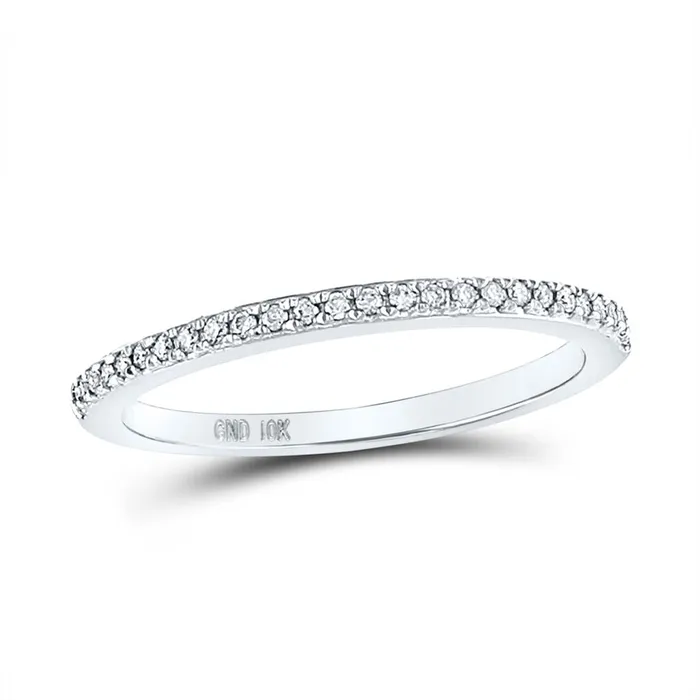 gndatlanta 14k White Gold Round Diamond Single Row Stackable Band Ring 18 Cttw Size 8 Rings