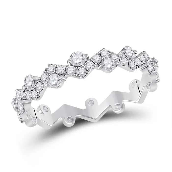 gndatlanta 14k White Gold Round Diamond ZigZag Stackable Band Ring 12 Cttw Rings gndatlanta 14k White Gold Round Diamond ZigZag Stackable Band Ring 12 Cttw Rings