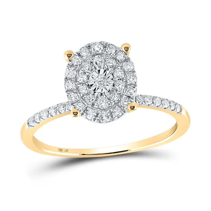gndatlanta Rings 10k Yellow Gold Round Diamond Oval Cluster Ring 13 Cttw gndatlanta Rings 10k Yellow Gold Round Diamond Oval Cluster Ring 13 Cttw