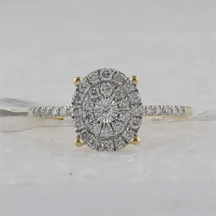 gndatlanta Rings 10k Yellow Gold Round Diamond Oval Cluster Ring 13 Cttw
