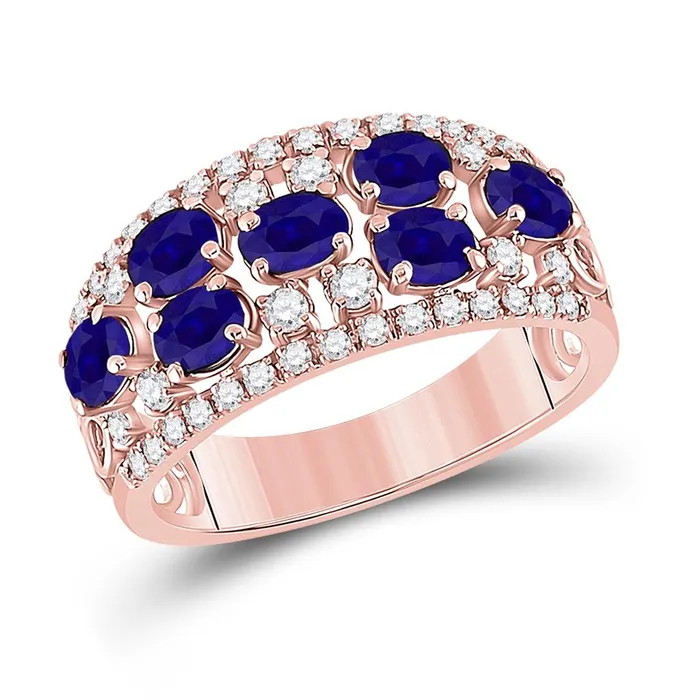gndatlanta Rings 14k Rose Gold Oval Blue Sapphire Diamond Band Ring 178 Cttw gndatlanta Rings 14k Rose Gold Oval Blue Sapphire Diamond Band Ring 178 Cttw