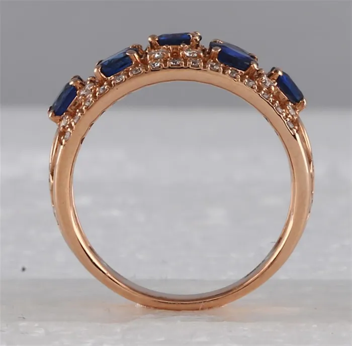 gndatlanta Rings 14k Rose Gold Oval Blue Sapphire Diamond Band Ring 178 Cttw
