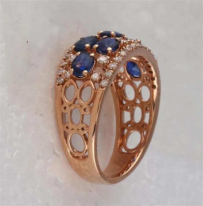 gndatlanta Rings 14k Rose Gold Oval Blue Sapphire Diamond Band Ring 178 Cttw