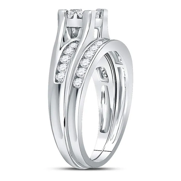 gndatlanta Rings 14k White Gold Princess Diamond Bridal Wedding Ring Set 1 Cttw Size 7