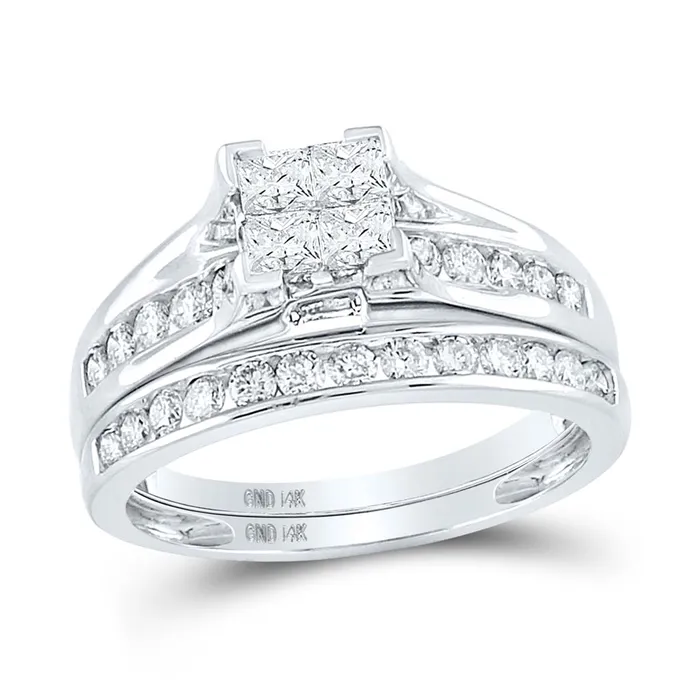 gndatlanta Rings 14k White Gold Princess Diamond Bridal Wedding Ring Set 1 Cttw Size 7