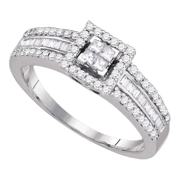gndatlanta Rings 14k White Gold Princess Diamond Halo Ring 12 Cttw