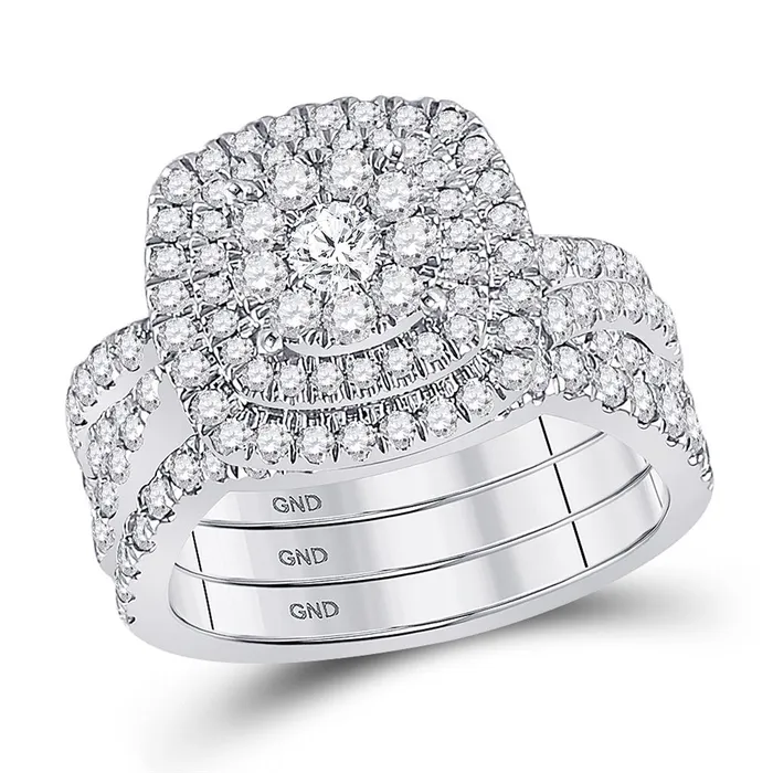 gndatlanta Rings 14k White Gold Round Diamond Bridal Wedding Ring Set 2 Cttw gndatlanta Rings 14k White Gold Round Diamond Bridal Wedding Ring Set 2 Cttw