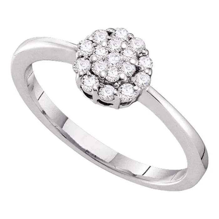gndatlanta Rings 14k White Gold Round Diamond Circle Frame Flower Cluster Ring 14 Cttw gndatlanta Rings 14k White Gold Round Diamond Circle Frame Flower Cluster Ring 14 Cttw