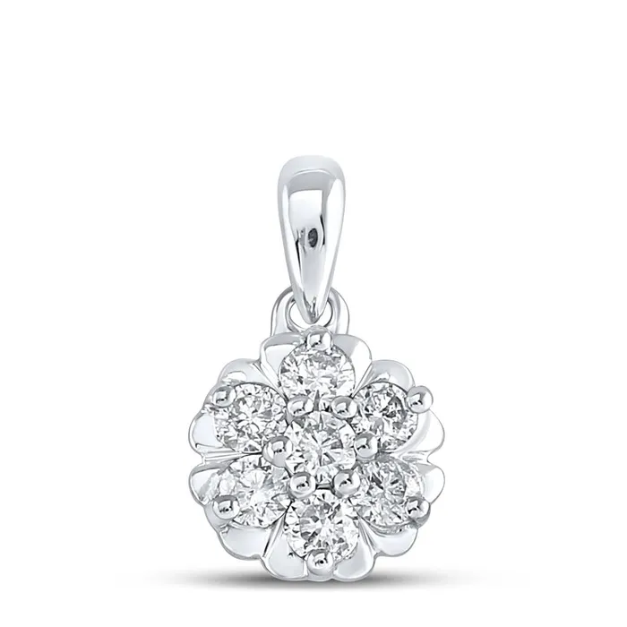 gndatlanta Rings 14k White Gold Round Diamond Flower Cluster Pendant 13 Cttw gndatlanta Rings 14k White Gold Round Diamond Flower Cluster Pendant 13 Cttw