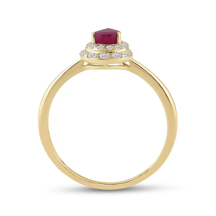 gndatlanta Rings 14k Yellow Gold Pear Ruby Diamond Halo Solitaire Ring 34 Cttw