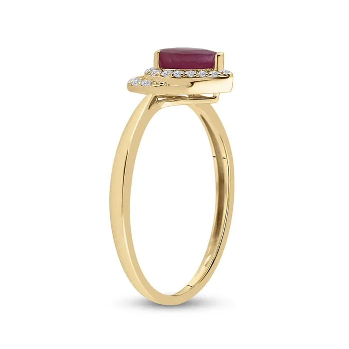 gndatlanta Rings 14k Yellow Gold Pear Ruby Diamond Halo Solitaire Ring 34 Cttw
