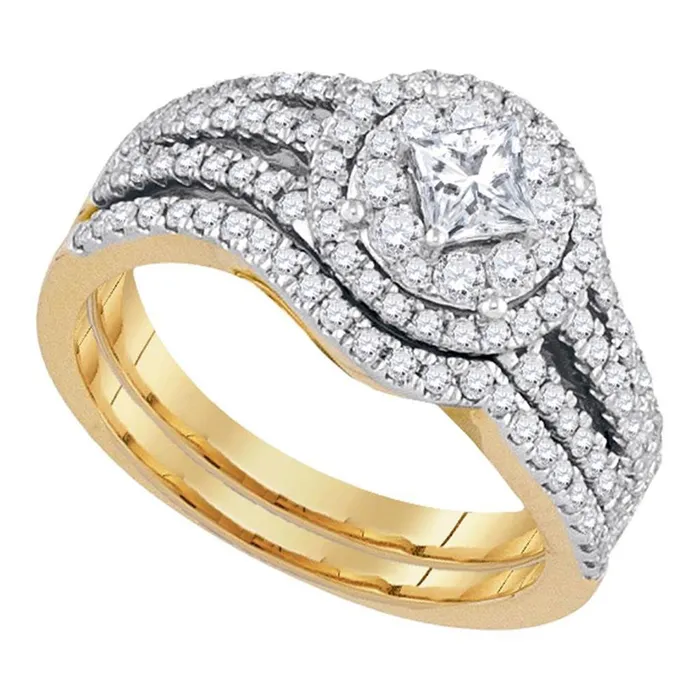 gndatlanta Rings 14k Yellow Gold Princess Diamond Bridal Wedding Ring Set 1 Cttw Certified gndatlanta Rings 14k Yellow Gold Princess Diamond Bridal Wedding Ring Set 1 Cttw Certified