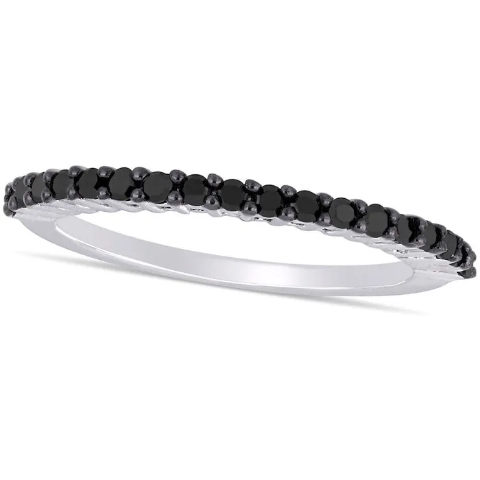 Goldia 020 CT TW Black Enhanced Natural Diamond Anniversary Band in Solid 10K White Gold Rings Goldia 020 CT TW Black Enhanced Natural Diamond Anniversary Band in Solid 10K White Gold Rings