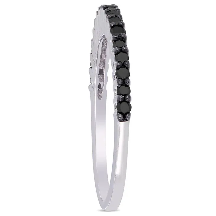 Goldia 020 CT TW Black Enhanced Natural Diamond Anniversary Band in Solid 10K White Gold Rings Goldia 020 CT TW Black Enhanced Natural Diamond Anniversary Band in Solid 10K White Gold Rings