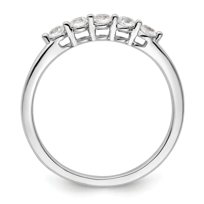 Goldia 025ct CZ Solid Real 14K White Gold 5Stone Wedding Band Ring Rings
