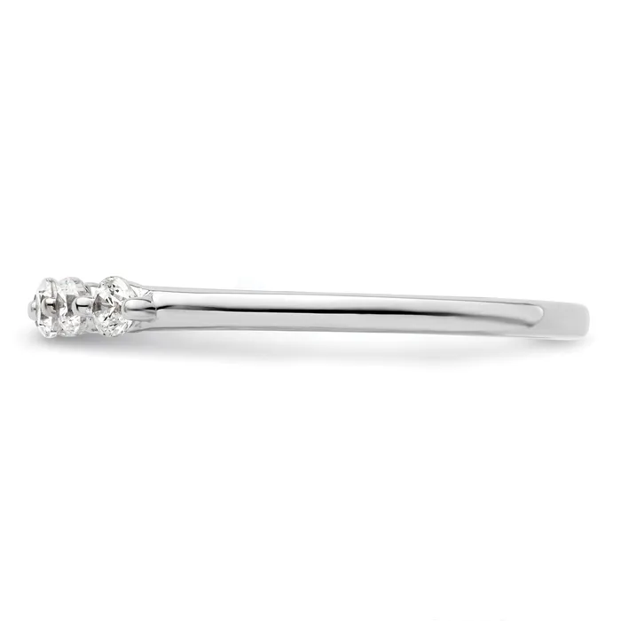 Goldia 025ct CZ Solid Real 14K White Gold 5Stone Wedding Band Ring Rings