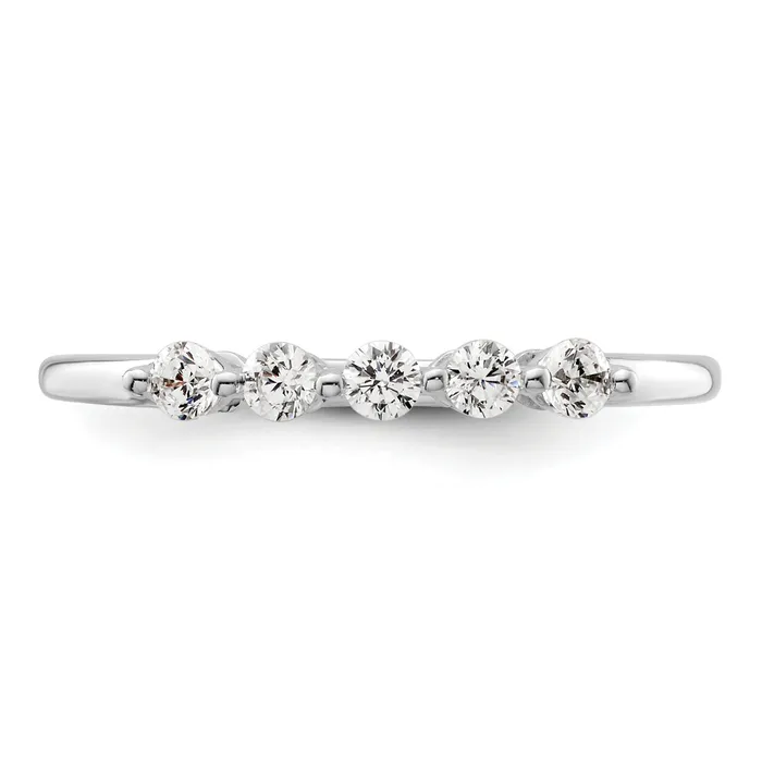 Goldia 025ct CZ Solid Real 14K White Gold 5Stone Wedding Band Ring Rings