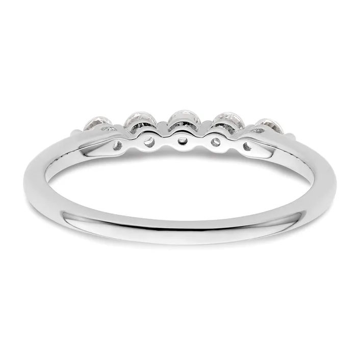 Goldia 025ct CZ Solid Real 14K White Gold 5Stone Wedding Band Ring Rings
