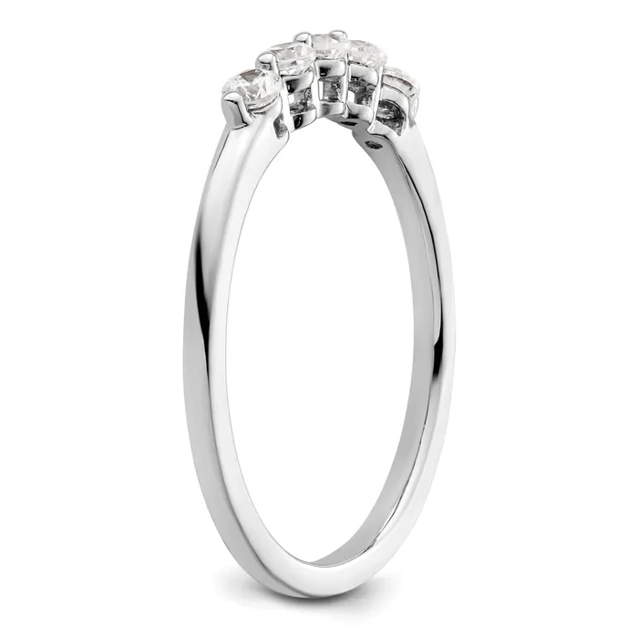 Goldia 025ct CZ Solid Real 14K White Gold 5Stone Wedding Band Ring Rings