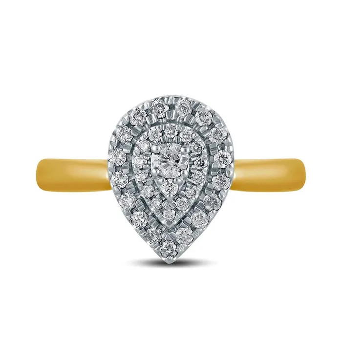 Goldia 033 CT TW Composite Natural Diamond Double PearShaped Frame Engagement Ring in Solid 14K Gold Rings