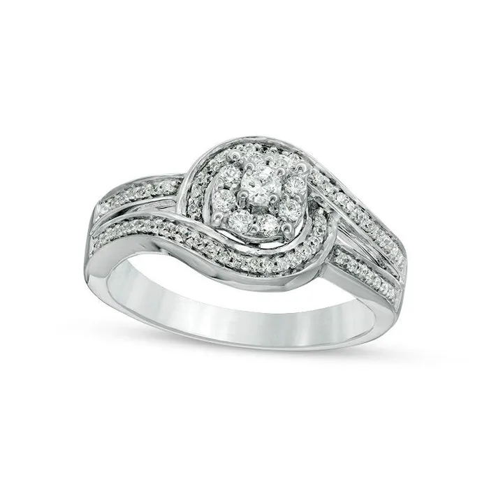 Goldia 033 CT TW Natural Diamond Frame Bypass Engagement Ring in Solid 10K White Gold Rings Goldia 033 CT TW Natural Diamond Frame Bypass Engagement Ring in Solid 10K White Gold Rings