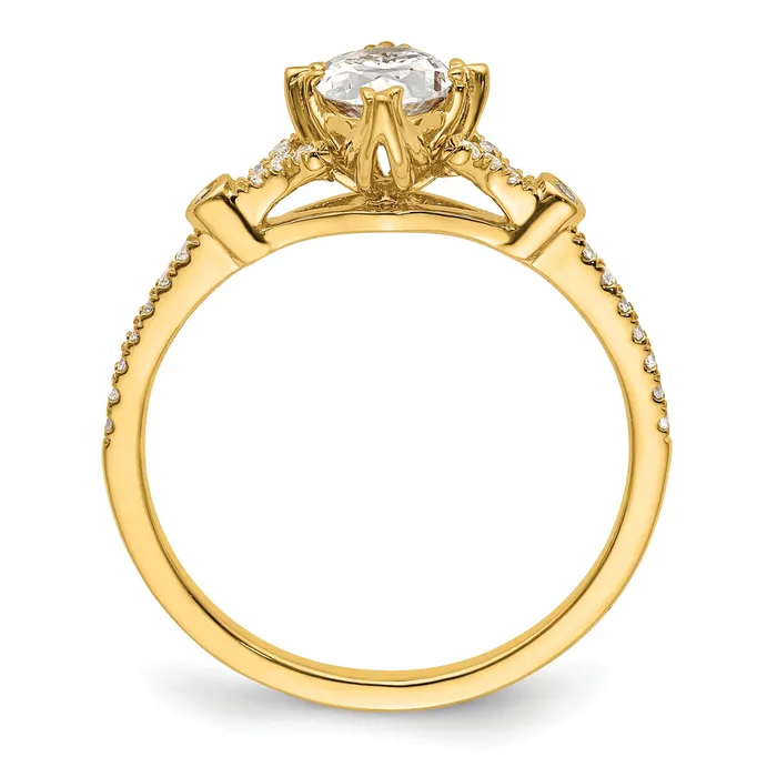 Goldia 075ct CZ Solid Real 14k Polish 34ct Oval Engagement Dia Ring Rings