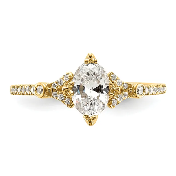 Goldia 075ct CZ Solid Real 14k Polish 34ct Oval Engagement Dia Ring Rings