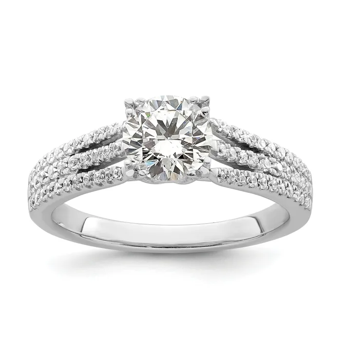 Goldia 075ct CZ Solid Real 14k White Polish 3 Row 34ct Round Eng Dia Ring Rings Goldia 075ct CZ Solid Real 14k White Polish 3 Row 34ct Round Eng Dia Ring Rings