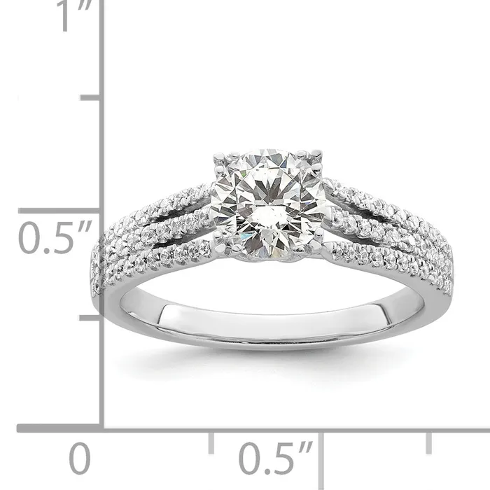 Goldia 075ct CZ Solid Real 14k White Polish 3 Row 34ct Round Eng Dia Ring Rings
