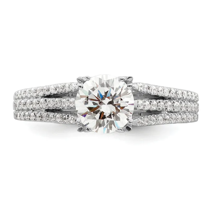 Goldia 075ct CZ Solid Real 14k White Polish 3 Row 34ct Round Eng Dia Ring Rings