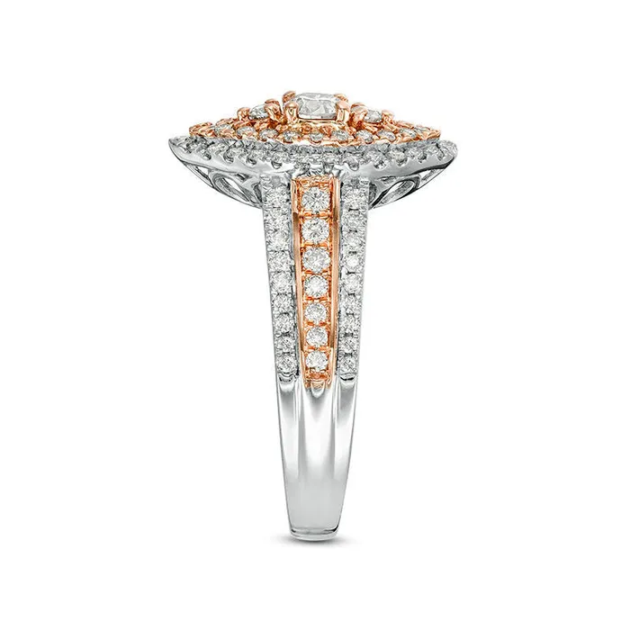 Goldia 10 CT TW Natural Diamond Double Marquise Frame MultiRow Engagement Ring in Solid 10K TwoTone Gold Rings Goldia 10 CT TW Natural Diamond Double Marquise Frame MultiRow Engagement Ring in Solid 10K TwoTone Gold Rings