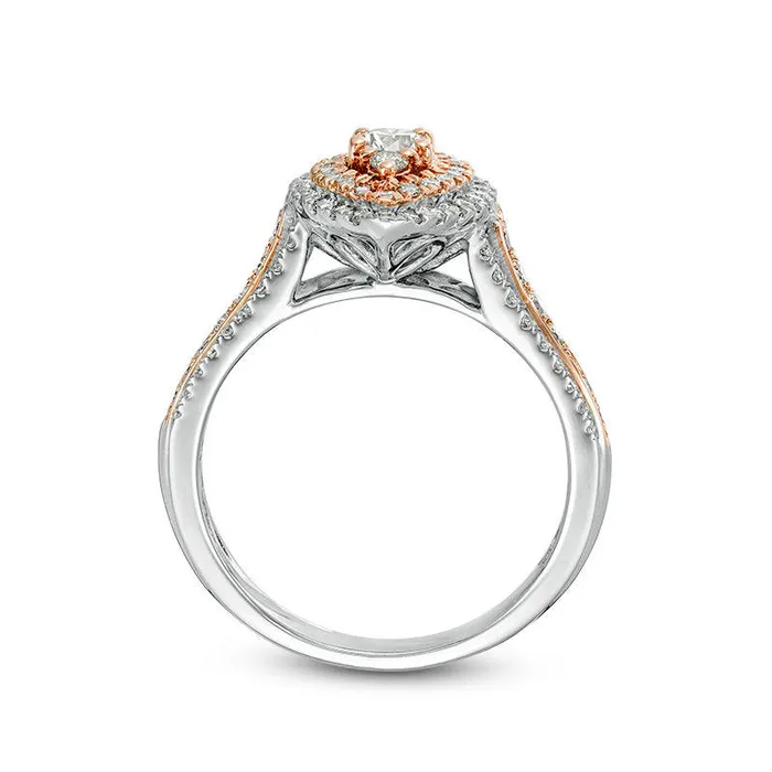 Goldia 10 CT TW Natural Diamond Double Marquise Frame MultiRow Engagement Ring in Solid 10K TwoTone Gold Rings Goldia 10 CT TW Natural Diamond Double Marquise Frame MultiRow Engagement Ring in Solid 10K TwoTone Gold Rings